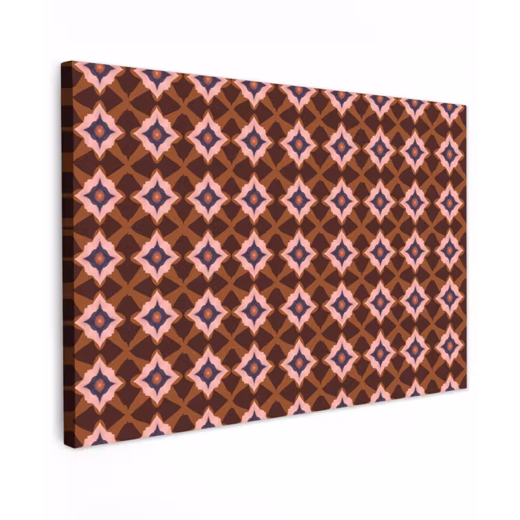 Geometrisch - Sierlijk - Bruin Tuinposter op houten frame 2 cm dik klein 845 -3d