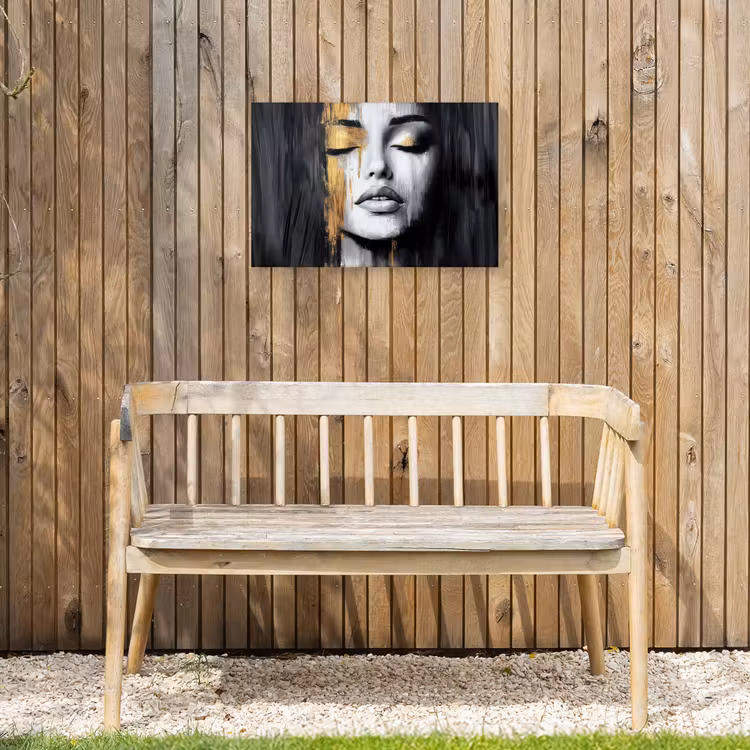 Gezicht - Vrouw - Penseelstreken - Abstract Tuinposter op houten frame 2 cm dik klein -sfeer4
