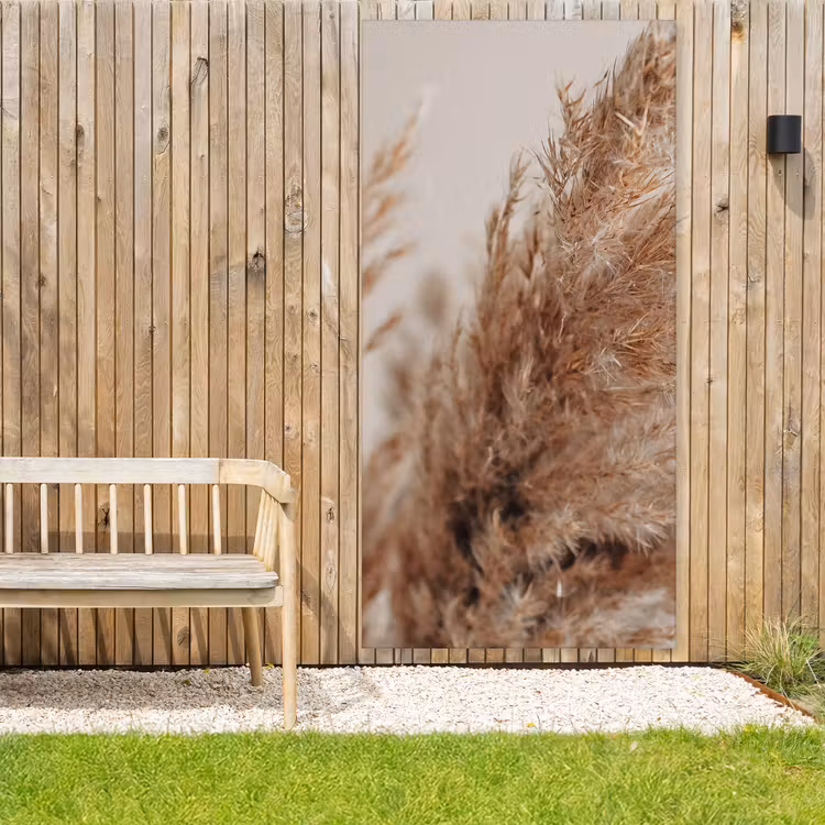 Gedroogd pampasgras dichtbij Tuinposter op houten frame 2 cm dik xxl -sfeer4