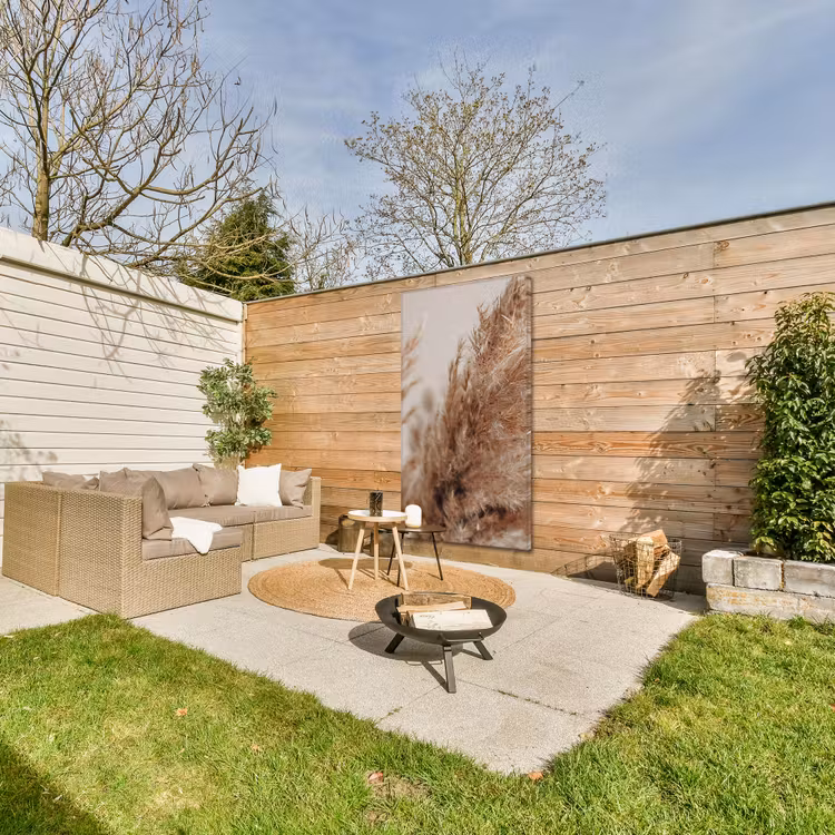 Gedroogd pampasgras dichtbij Tuinposter op houten frame 2 cm dik xxl -sfeer2