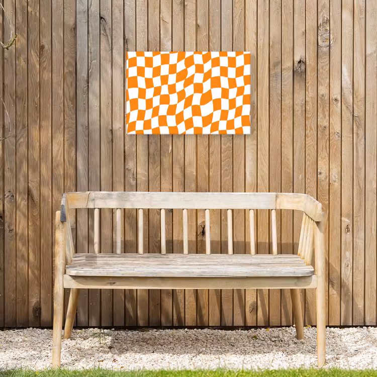 Golvend - Patroon - Oranje Tuinposter op houten frame 2 cm dik klein 845 -sfeer4