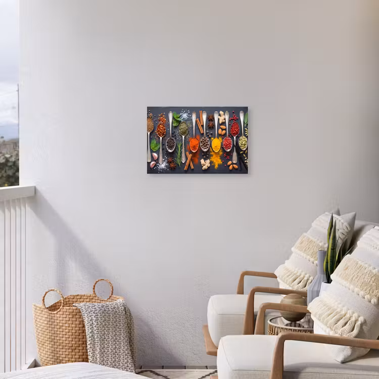 Kruiden - Lepels - Culinair - Kleurrijk - Sfeervol Tuinposter op houten frame 2 cm dik klein -sfeer1