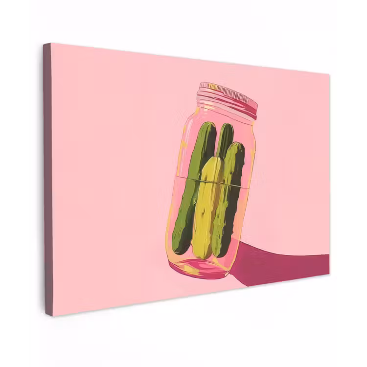 Augurken - Pot - Schaduw - Roze Tuinposter op houten frame 2 cm dik klein -3d
