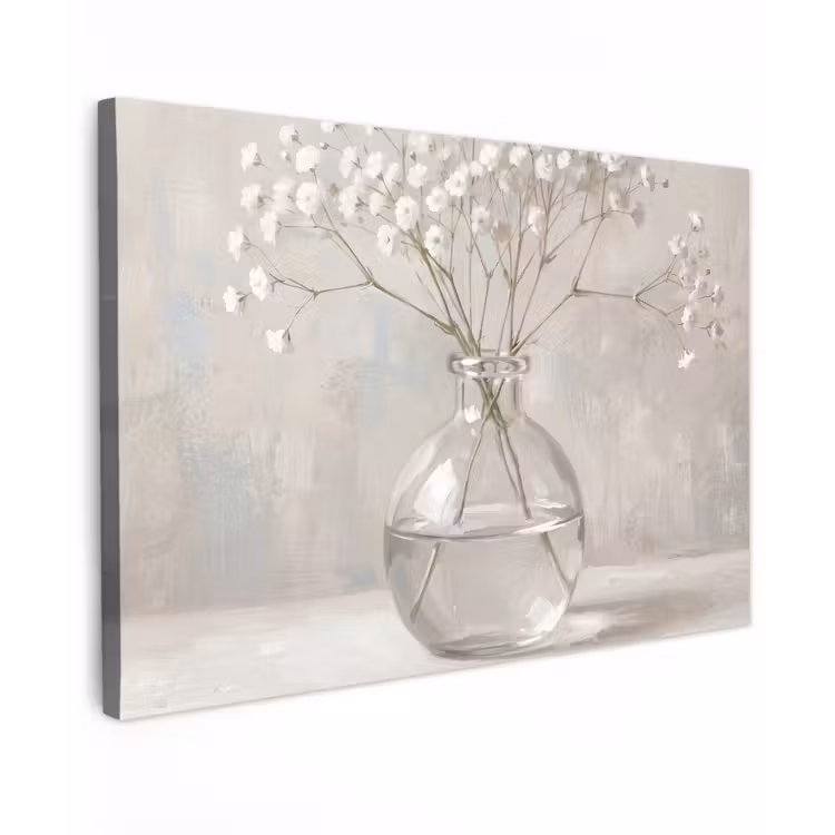 Gipskruid - Vaas - Wit Tuinposter op houten frame 2 cm dik klein -3d