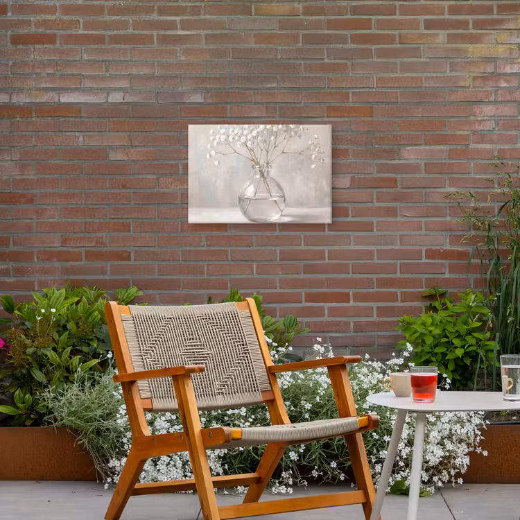 Gipskruid - Vaas - Wit Tuinposter op houten frame 2 cm dik klein -sfeer3