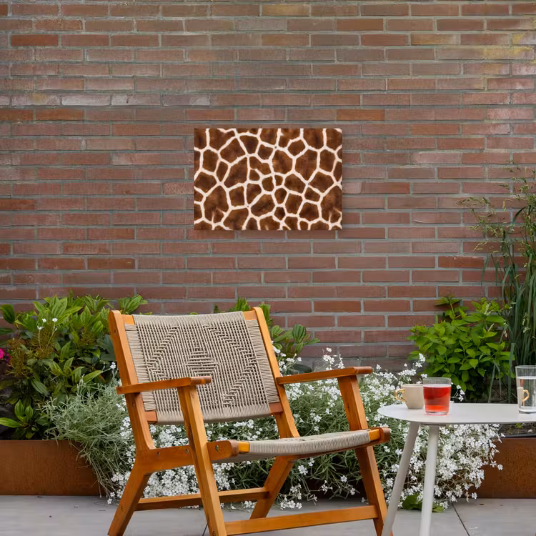 Giraf - Vacht - Klassiek - Bruin Tuinposter op houten frame 2 cm dik klein -sfeer3