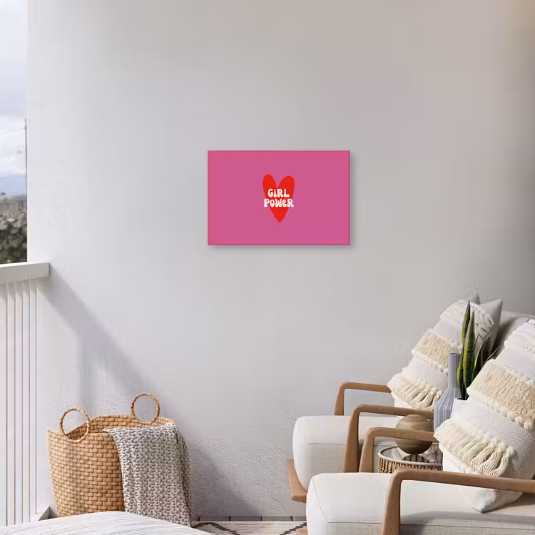Girl power - Hart - Roze - Rood Tuinposter op houten frame 2 cm dik klein -sfeer1