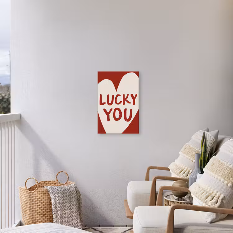 Lucky - Hart - Rood Tuinposter op houten frame 2 cm dik klein -sfeer1