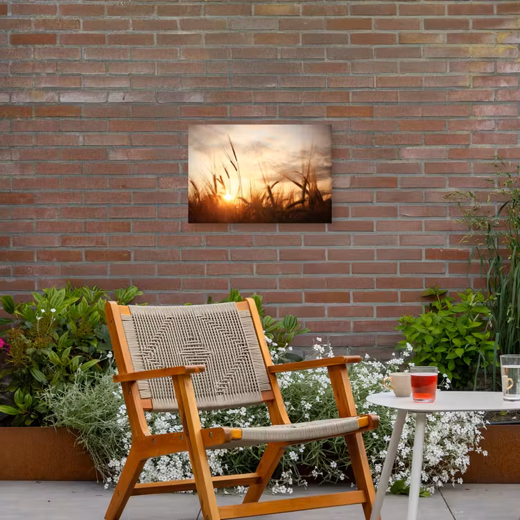 Gouden Graanveld bij Zonsopgang Tuinposter op houten frame 2 cm dik klein -sfeer3