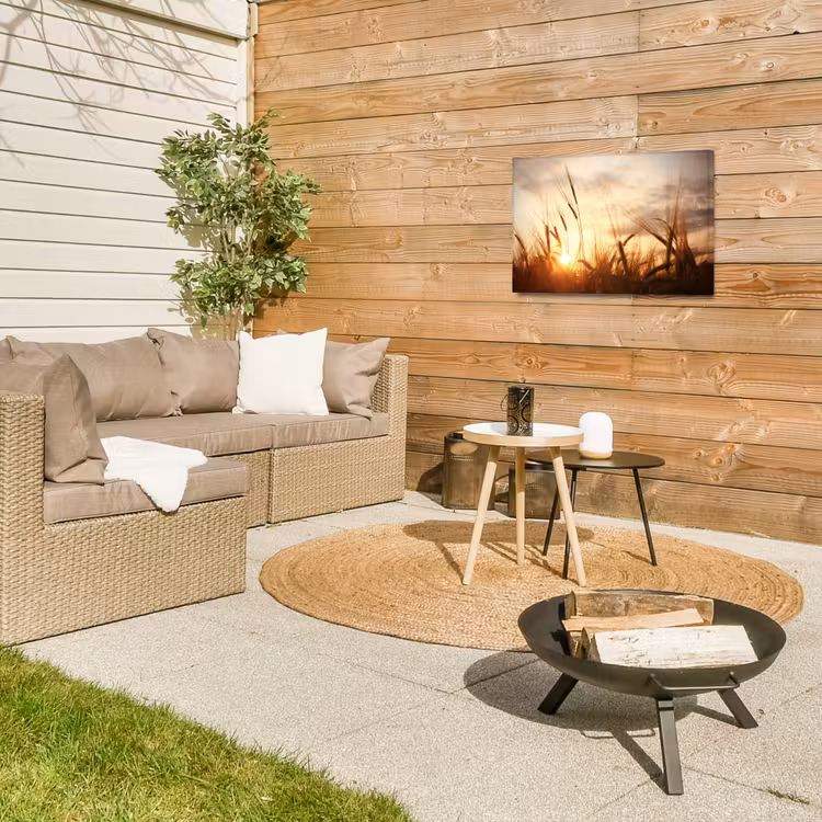 Gouden Graanveld bij Zonsopgang Tuinposter op houten frame 2 cm dik klein -sfeer2