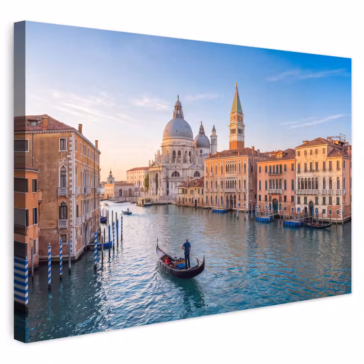 Gondel - Venetië - Kanaal - Stadsgezicht - Avondlicht Tuinposter op houten frame 2 cm dik klein -3d