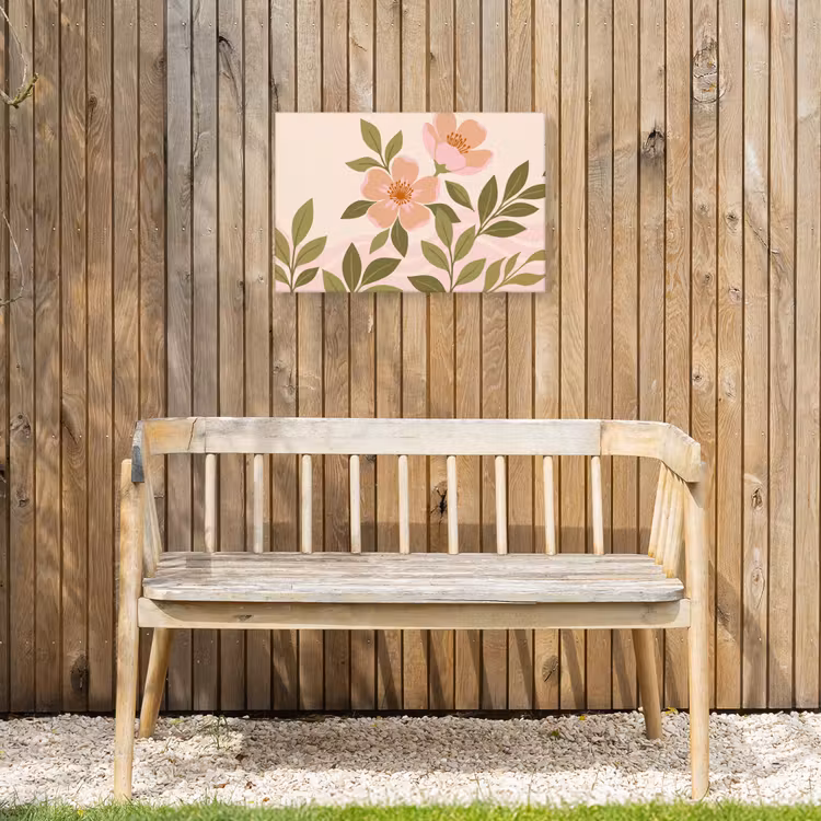 Grafisch - Bloemen - Roze Tuinposter op houten frame 2 cm dik klein -sfeer4