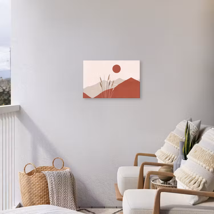 Gras - Landschap - Natuur - Abstract - Beige Tuinposter op houten frame 2 cm dik klein -sfeer1