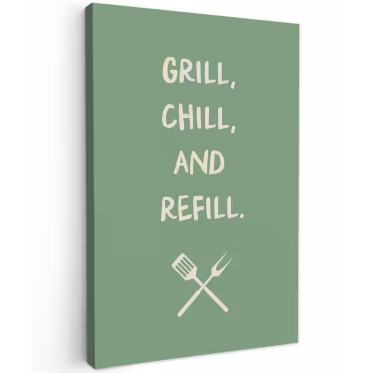 Grill - Groen - Zomer - Quote Tuinposter op houten frame 2 cm dik klein -3d