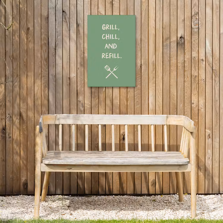 Grill - Groen - Zomer - Quote Tuinposter op houten frame 2 cm dik klein -sfeer4