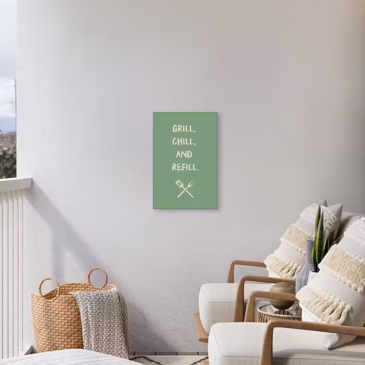 Grill - Groen - Zomer - Quote Tuinposter op houten frame 2 cm dik klein -sfeer1