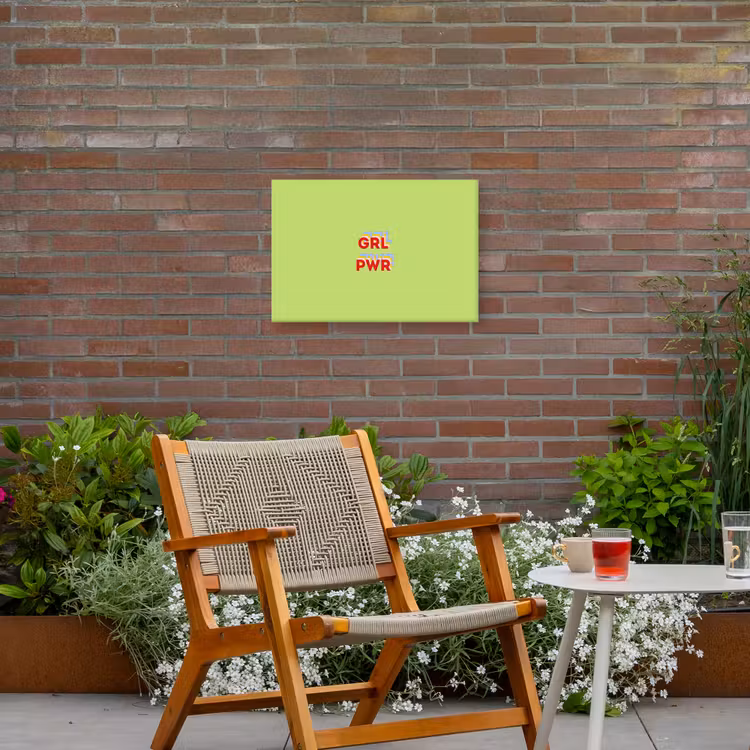 Grl pwr - Groen - Rood - 3D Tuinposter op houten frame 2 cm dik klein -sfeer3