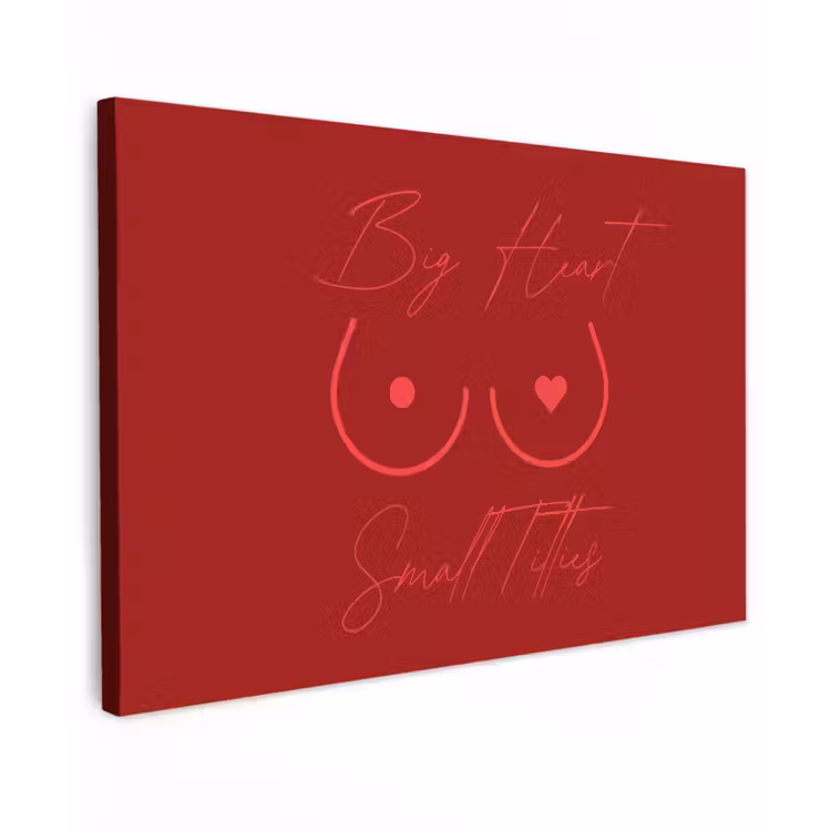 big heart small titties - Hart - Rood Tuinposter op houten frame 2 cm dik klein -3d