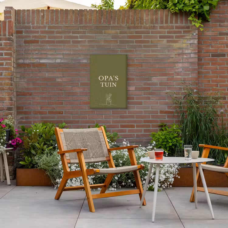 Opa's Tuin Tuinposter op houten frame 2 cm dik klein -sfeer3