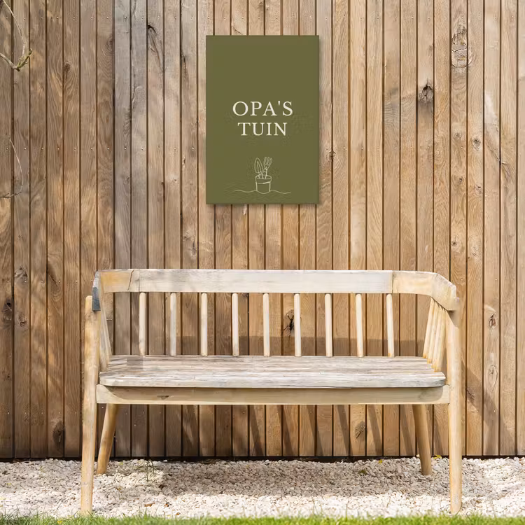 Opa's Tuin Tuinposter op houten frame 2 cm dik klein -sfeer4