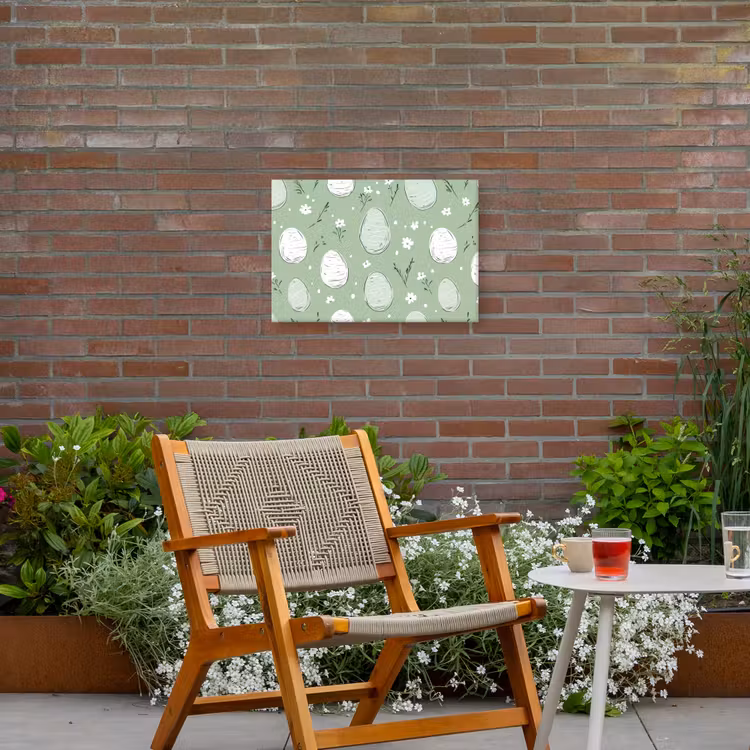 Groen - Eieren - Patroon Tuinposter op houten frame 2 cm dik klein -sfeer3