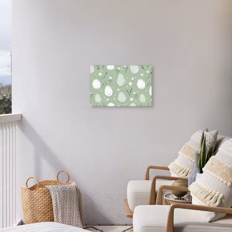 Groen - Eieren - Patroon Tuinposter op houten frame 2 cm dik klein -sfeer1