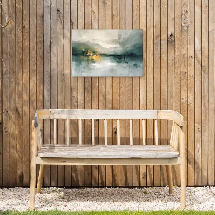 Groen - Modern - Abstract - Goud Tuinposter op houten frame 2 cm dik klein -sfeer4