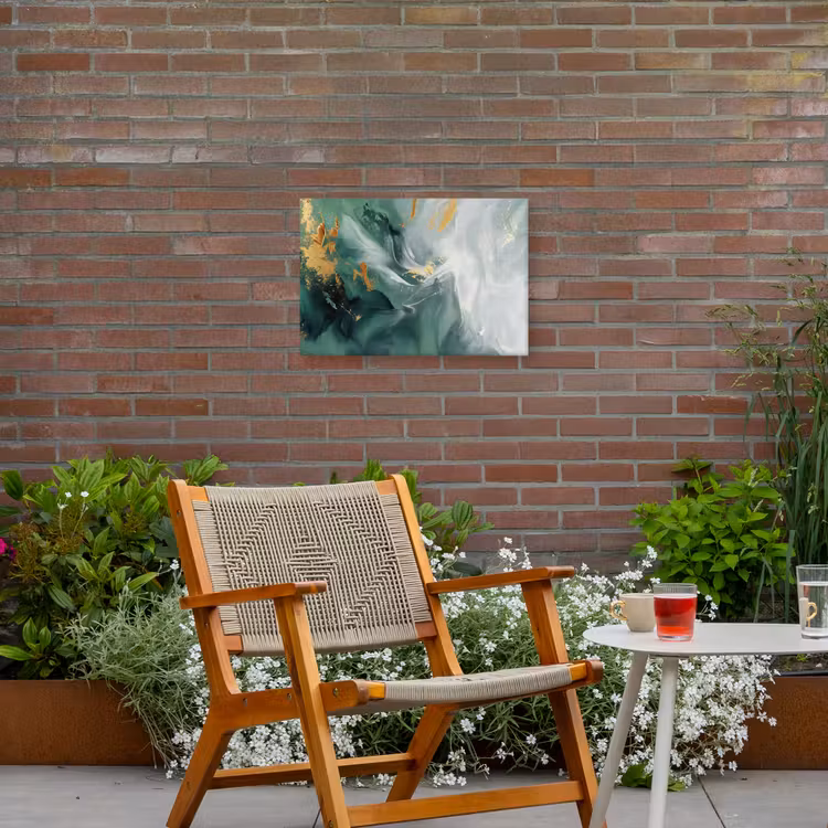 Groen - Modern - Marmer - Abstract Tuinposter op houten frame 2 cm dik klein -sfeer3