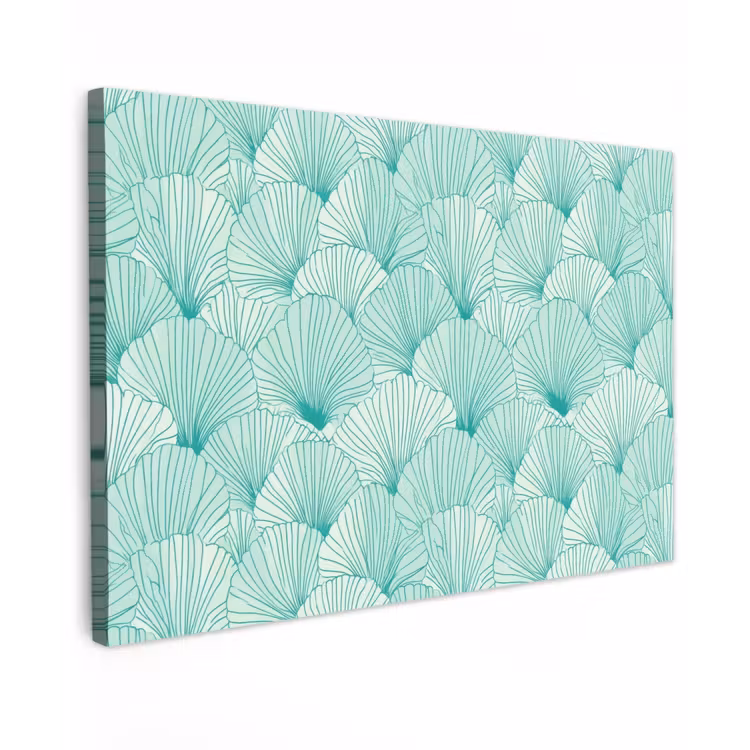 Groen - Wit - Ginko - Getekend - Textuur Tuinposter op houten frame 2 cm dik klein 845 -3d