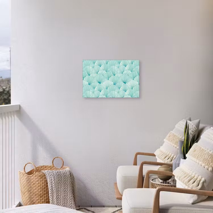 Groen - Wit - Ginko - Getekend - Textuur Tuinposter op houten frame 2 cm dik klein 845 -sfeer1