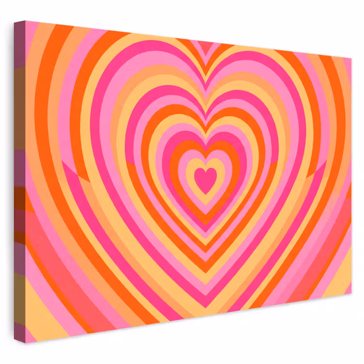 Hart - Concentrisch - Abstract - Liefde - Kleurrijk Tuinposter op houten frame 2 cm dik klein -3d