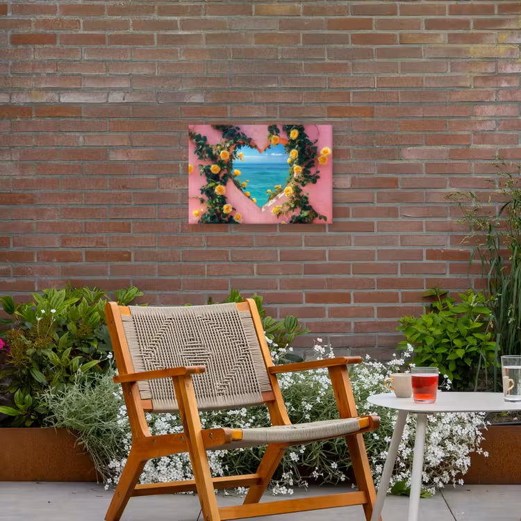 Hart - Zee - Muur Tuinposter op houten frame 2 cm dik klein -sfeer3