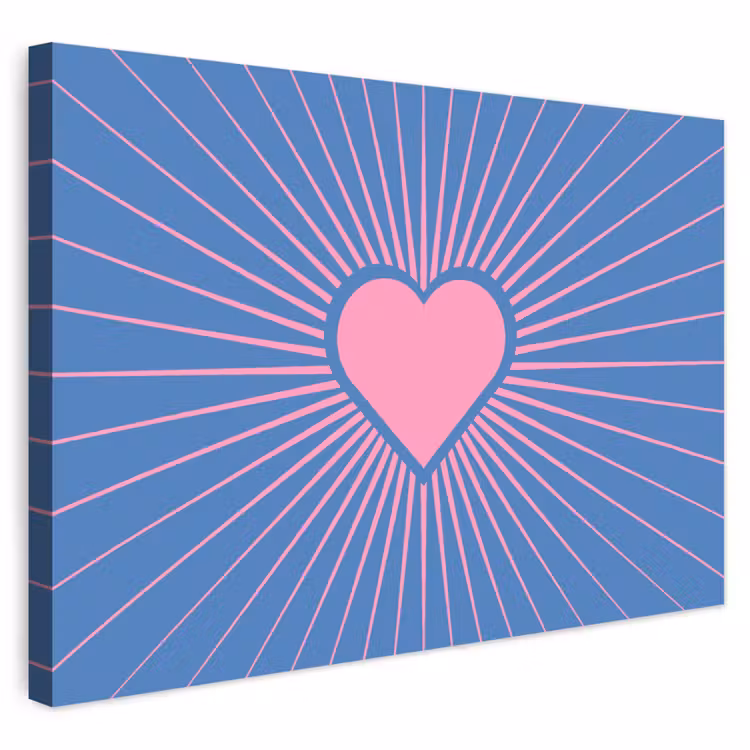 Hart - Stralen - Liefde - Modern - Roze Tuinposter op houten frame 2 cm dik klein -3d