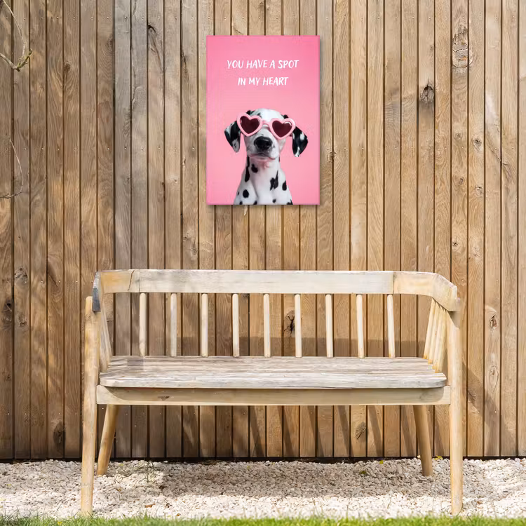 Hartjes - Hond - Valentijn - Roze Tuinposter op houten frame 2 cm dik klein -sfeer4