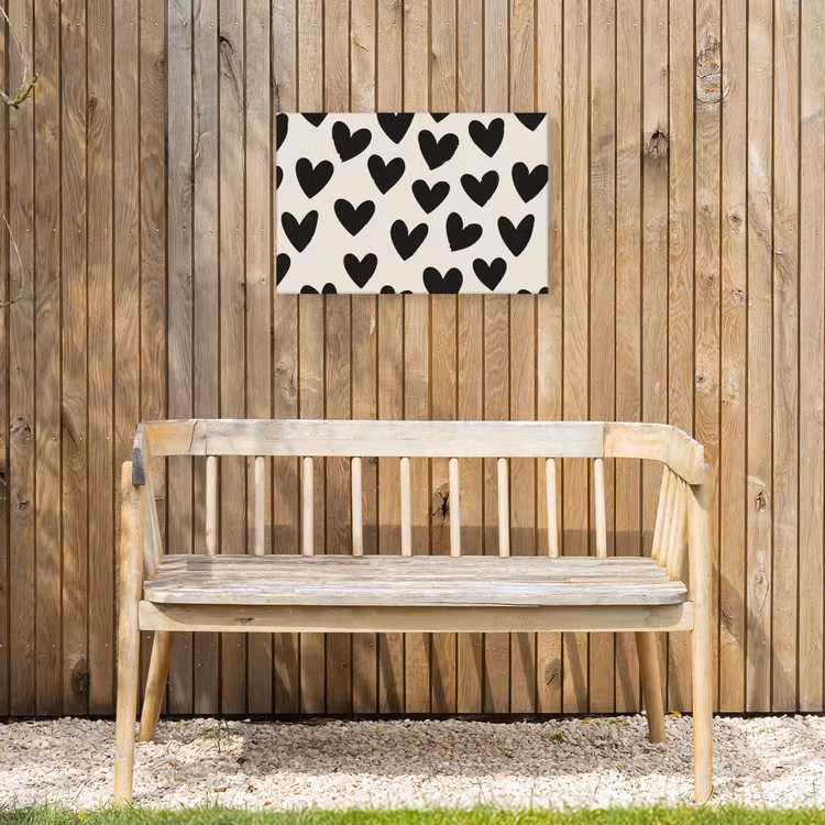 Hartjes - Zwart - Beige Tuinposter op houten frame 2 cm dik klein -sfeer4