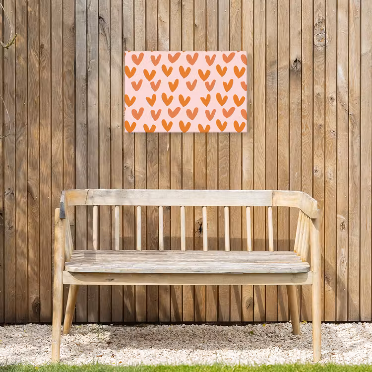 Hartjes - Getekend - Oranje Tuinposter op houten frame 2 cm dik klein 845 -sfeer4