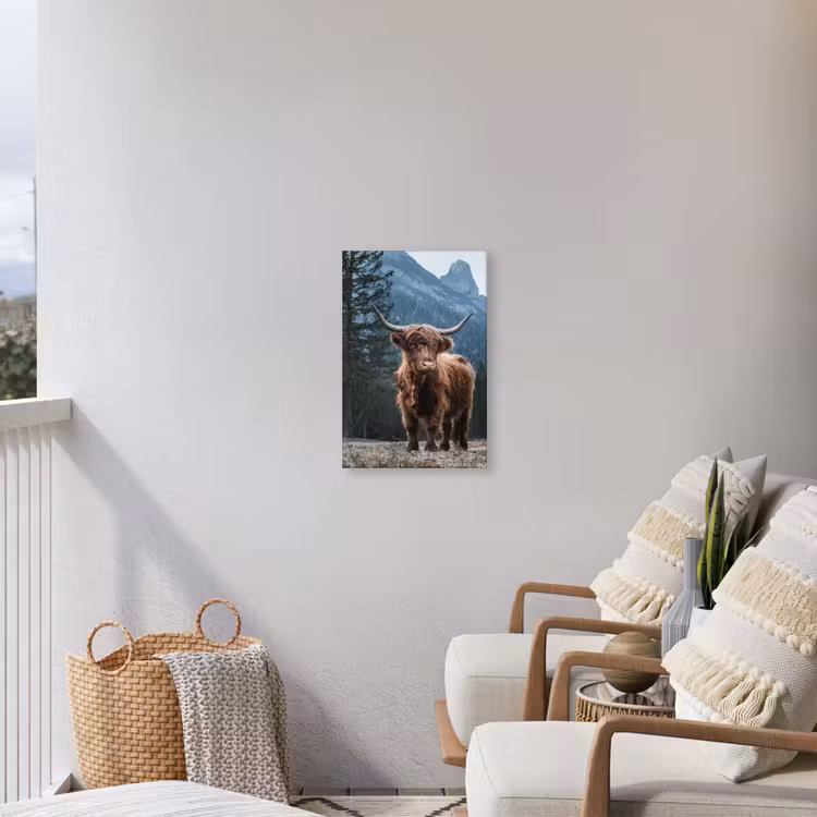 Hooglander voor Bergen Tuinposter op houten frame 2 cm dik klein -sfeer1