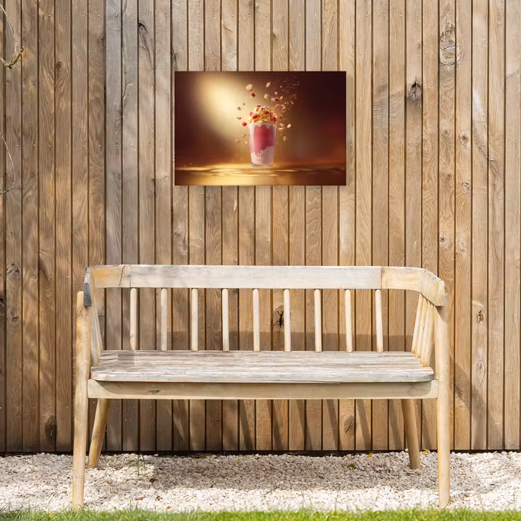 Framboos - Smoothie - Drinken - Roze Tuinposter op houten frame 2 cm dik klein -sfeer4