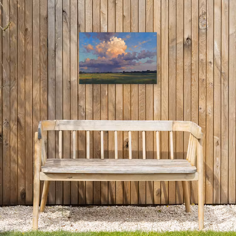Lucht - Wolken - Landschap - Modern - Oranje Tuinposter op houten frame 2 cm dik klein -sfeer4