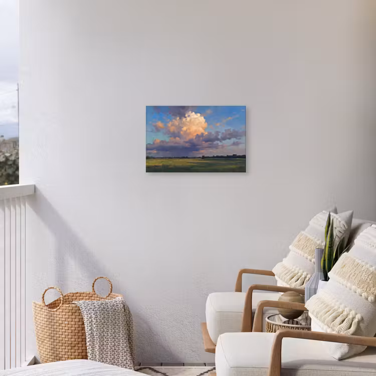 Lucht - Wolken - Landschap - Modern - Oranje Tuinposter op houten frame 2 cm dik klein -sfeer1