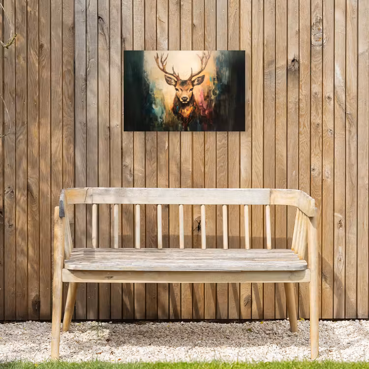 Hert - Geverfd - Gewei - Bruin Tuinposter op houten frame 2 cm dik klein -sfeer4