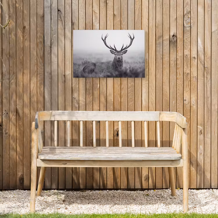 Hert - Mistig - Zwart - Wit Tuinposter op houten frame 2 cm dik klein -sfeer4