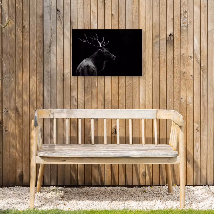 Hert - Zwart - Portret - Gewei - Dieren Tuinposter op houten frame 2 cm dik klein -sfeer4