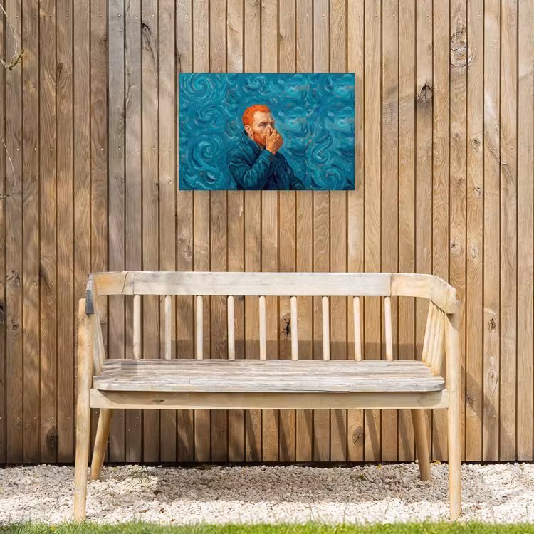 Portret - Klassiek - Blauw Tuinposter op houten frame 2 cm dik klein -sfeer4