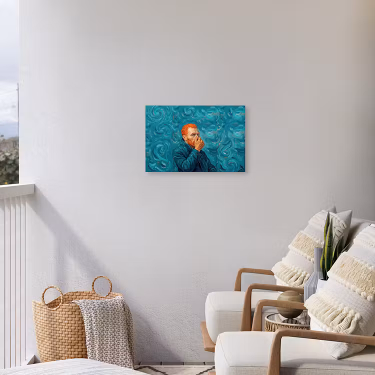 Portret - Klassiek - Blauw Tuinposter op houten frame 2 cm dik klein -sfeer1