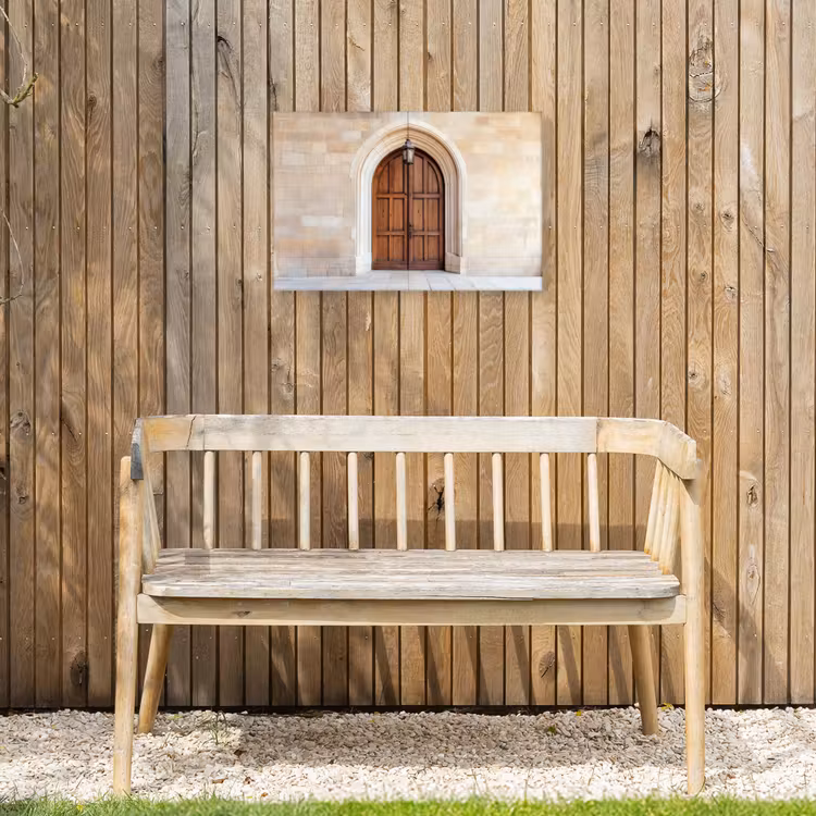 Houten - Deur - Lantaarn Tuinposter op houten frame 2 cm dik klein -sfeer4