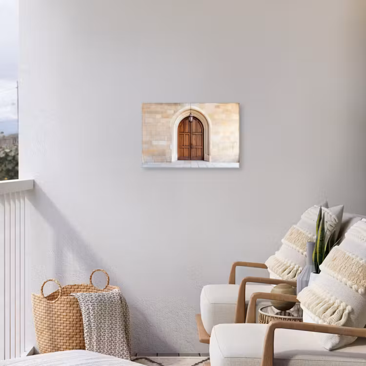 Houten - Deur - Lantaarn Tuinposter op houten frame 2 cm dik klein -sfeer1