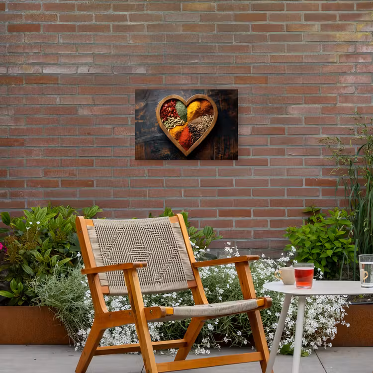 Houten - Hart - Kleurrijke - Specerijen Tuinposter op houten frame 2 cm dik klein -sfeer3