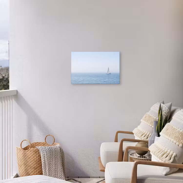 Horizon - Zeilboot - Zee Tuinposter op houten frame 2 cm dik klein -sfeer1