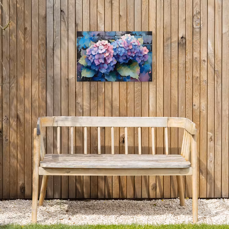 Hortensia's in Pastelkleuren Tuinposter op houten frame 2 cm dik klein -sfeer4